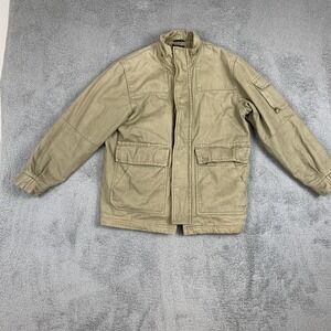 Celio Bomber Jacket Men's Size Small Beige Canvas With Black Quilted Lining